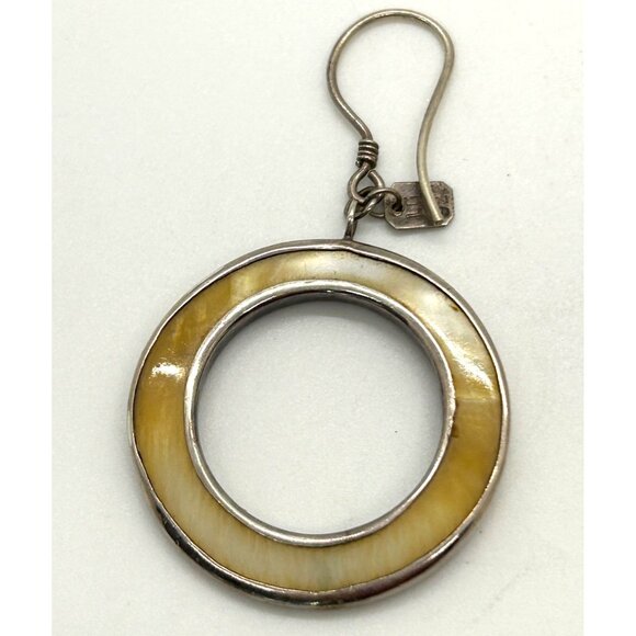 Sterling Silver Earrings Enamel Large Hoop Bohemian Style Signed LG Statement - Picture 6 of 11